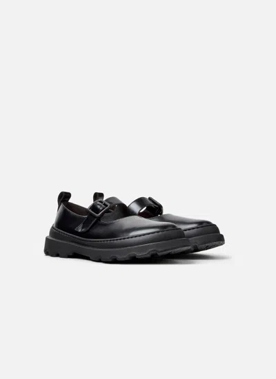 Camper Buckle-strap Leather Loafers In Black