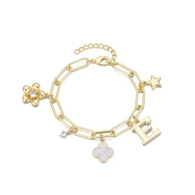 Adornia 14k Yellow Gold Plated Initial Chunky Charm Bracelet In Gold