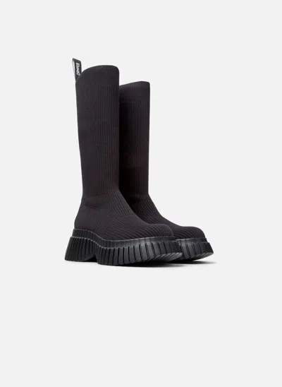 Camper Pix Bcn Ribbed-knit Boots In Black