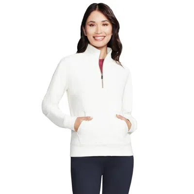 Skechers Go Luxe Top Women's Off White Ribbed Knit Quarter Zip Active Fts457 In White