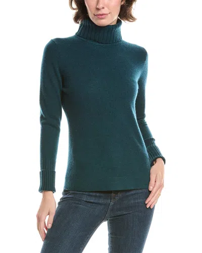 Forte Cashmere Chunky Trim Turtleneck Cashmere Sweater In Green