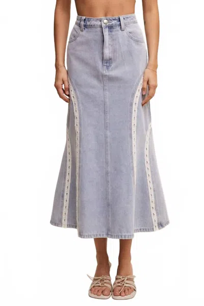 Avenue Zoe Denim Midi Skirt In Blue In Blue