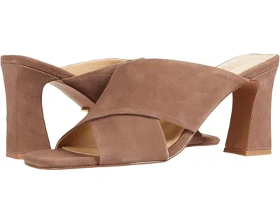 42 Gold Saldana Sandals Women's Sandalwood Suede Slip On Bock Heel Jobb2205 In Brown