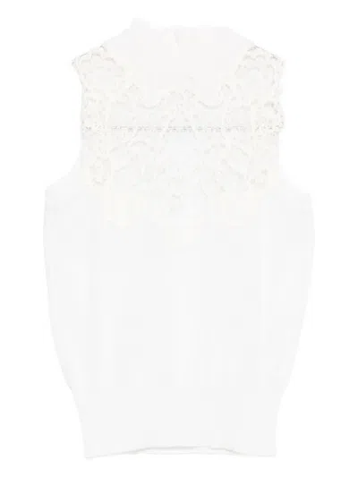Ermanno Scervino Lace-insert High-neck Vest In White