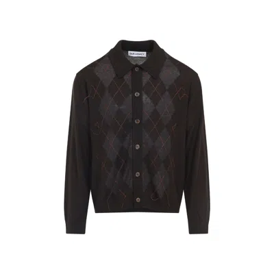 Our Legacy Mens Pub Argyle Evening Diamond-stitch Wool Polo Shirt