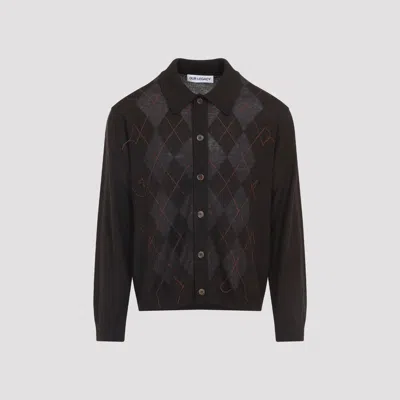 Our Legacy Mens Pub Argyle Evening Diamond-stitch Wool Polo Shirt
