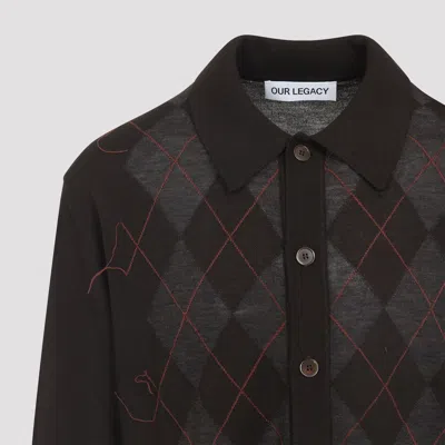 Our Legacy Mens Pub Argyle Evening Diamond-stitch Wool Polo Shirt