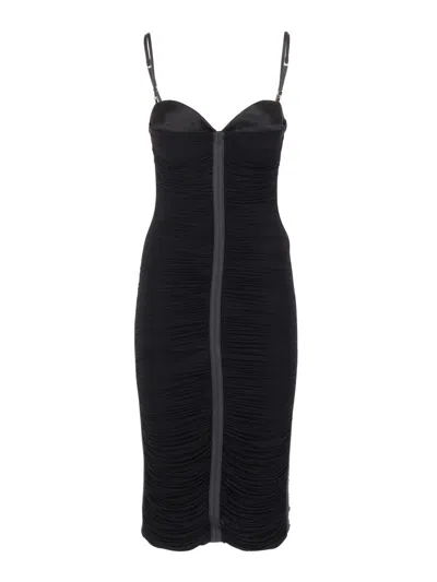 Elisabetta Franchi Fitted Evening Dress With Ruched Detailing In Black