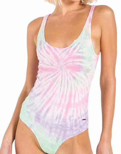 N:philanthropy Tie Dye Bodysuit In Pink Spiral In Green