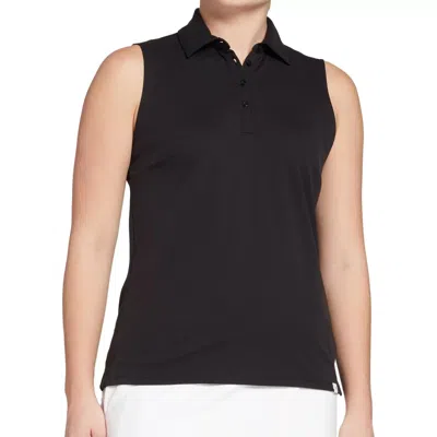 Walter Hagen Core Pique Polo Womens Black Collared Sleeveless Pullover Srt489 In Black