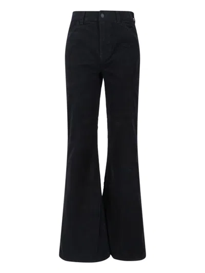 Nili Lotan High Waist Flared Trousers With Textured Fabric In Black