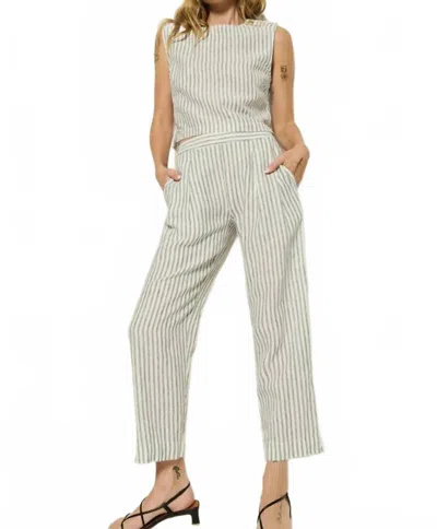 Nation Ltd Grayson High-rise Pant In Linen Stripe In Gray