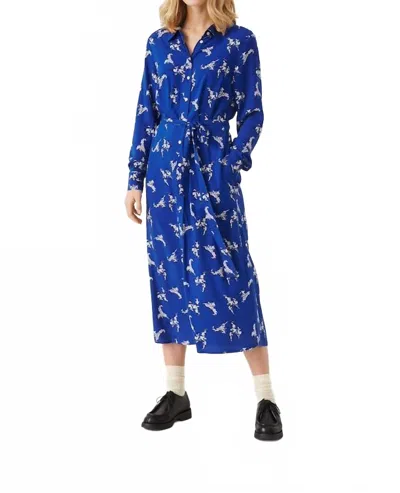 Part Two Silane Shirt Dress In Blue Bouquet In Blue