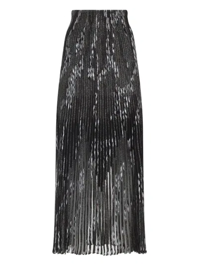 Missoni Patterned-jacquard Metallic-knit Midi Skirt In Black