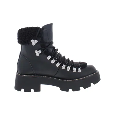 Steve Madden Cool Planet By  Boot Women M Cycloneee Faux Fur Hiking Jobb1851 In Black
