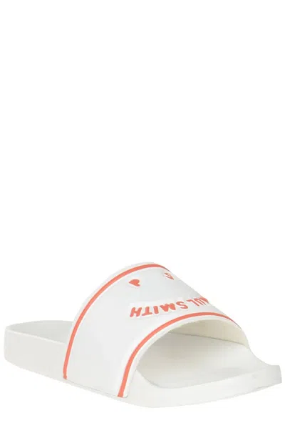 Paul Smith M2ssum17hrub Sandal Men's White Orange Slip-on Slide Jobb1879 In White