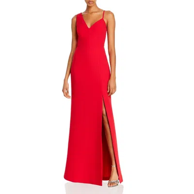 Bcbgmaxazria Womens Asymmetric Side Slit Formal Dress In Red
