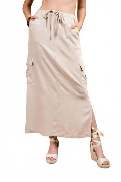 Paparazzi Tencel Slub Cargo Skirt In Khaki In Neutral