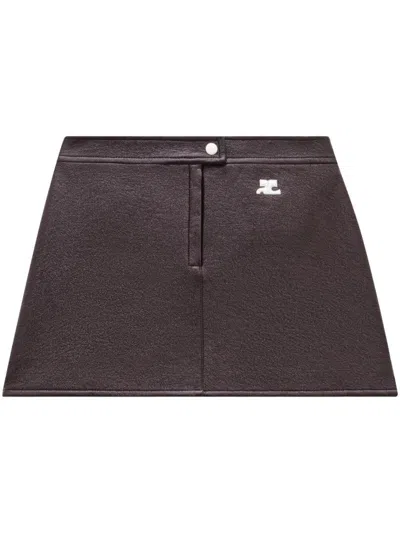 Courrèges Re-edition Vinyl Effect Mini Skirt In Black