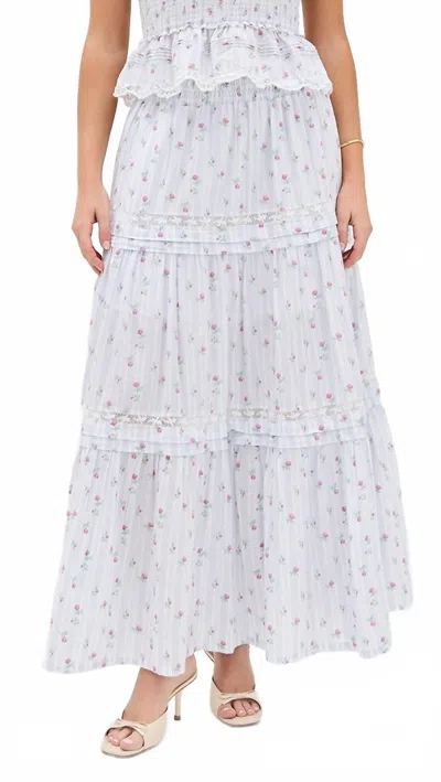 Loveshackfancy Phia Skirt In Coastline Blue In White