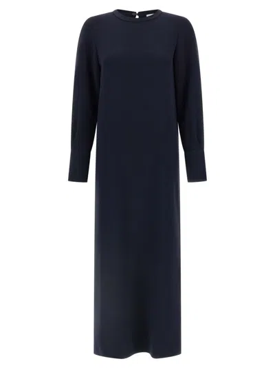 Alberto Biani Long Cady Tunic Dress With Teardrop Cut-out In Blue