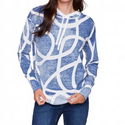 Charlie B Drop Shoulder Hooded Sweater In Denim In Blue