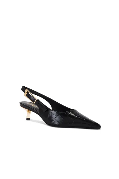Schutz Ciara Croco Kitten Slingback Pumps In Black