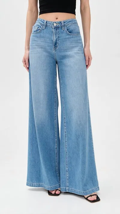 L Agence Quincy High Rise Wide Leg Jeans In Blue In Blue