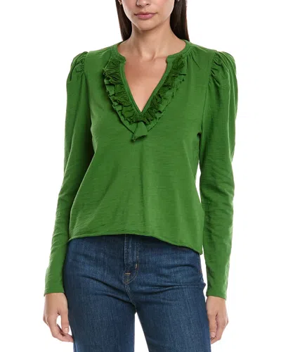 Nation Ltd Valita Split Neck Top In Salon Green In Green