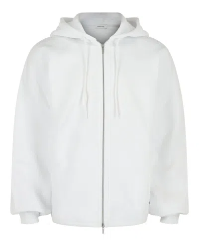 Ferragamo Heavyweight Fleece Zip-up Hoodie In White