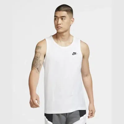 Nike Sportswear Tank Top Mens White Cotton Swoosh Round Neck Pullover Asm283 In White