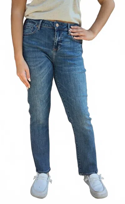 Dear John Denim Blaire Mid Rise Slim Straight Jeans In Savoy In Blue