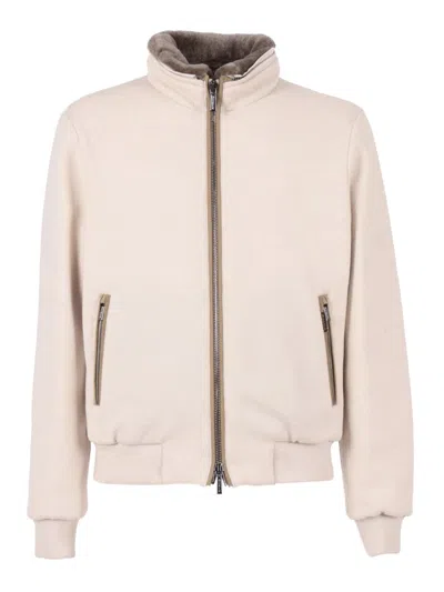 Moorer Minimalist High-collar Jacket With Zip-up Front In Multi