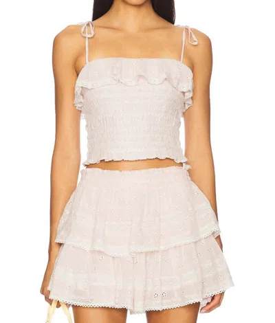 Loveshackfancy Renada Gingham Eyelet Top In Angel Pink In White