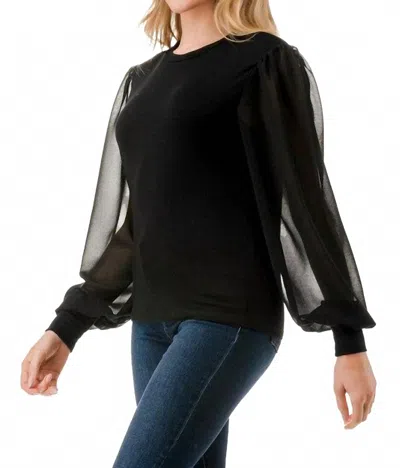 Ariella Chiffon Sleeve Top In Black