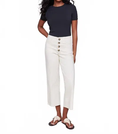 Charlie B Front Button-fly Crop Twill Pants In Natural In White