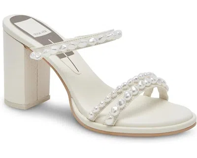 Dolce Vita Barrit Pearl Womens Embellished Faux Leather Block Heel In Metallic