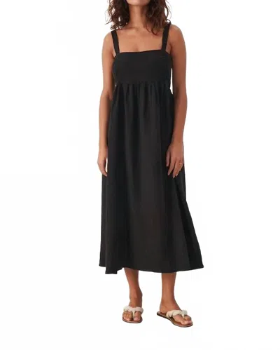 Part Two Amila Linen Midi Dress In Black In Black