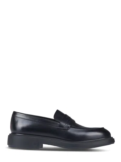 Ferragamo Brogues With Low Block Heel And Stitch Detailing In Black