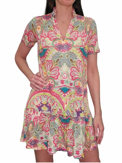 David Cline Ruffle Dress In Azalea In Pink