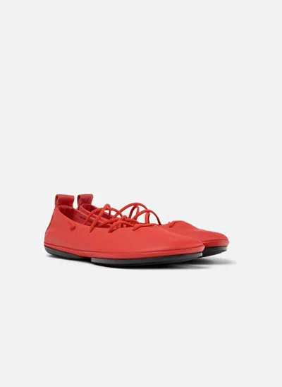 Camper Right Nina Leather Ballet Flats In Red