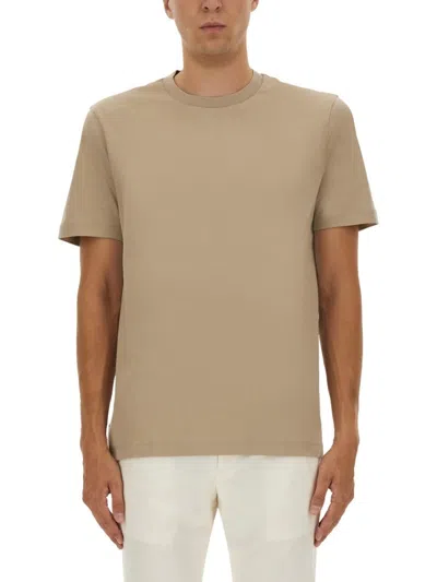 Hugo Boss Embossed-logo T-shirt In Brown
