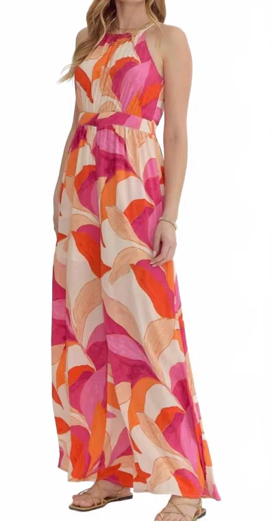 Entro Printed Halter Jumpsuit In Multi In Multi