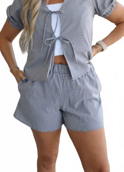 Adrienne Simple Times Faye Shorts In Black Seer Check In Blue