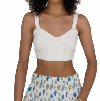 Self Contrast Tai Crochet Bralette Sweater In Pearl In White