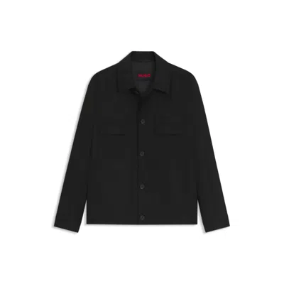 Hugo Boss Relaxed-fit Cotton Shirt With Oversized Chest Pocket In Black