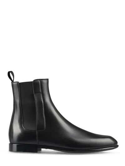 Ferragamo Pointed Toe Ankle Boots With Elastic Side Panels In Black