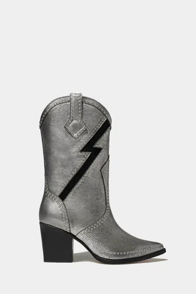 Dante Shoes Women's Freddie Leather Boots In Metallic Silver In Gray