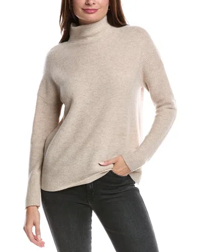 Forte Cashmere Textured Slouchy Funnel Neck Cashmere Sweater In Neutral