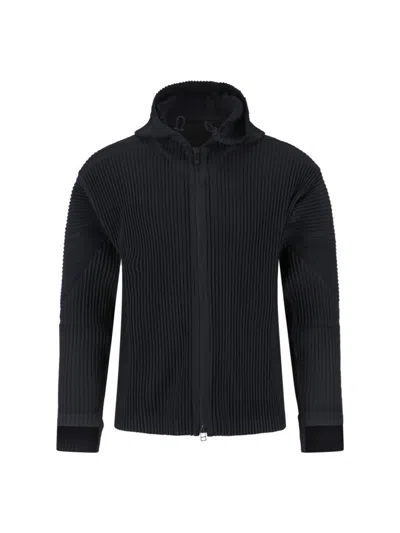 Issey Miyake Homme Plisse  Mens Monthly Colours April Pleated Zip-up Hoodie In Black